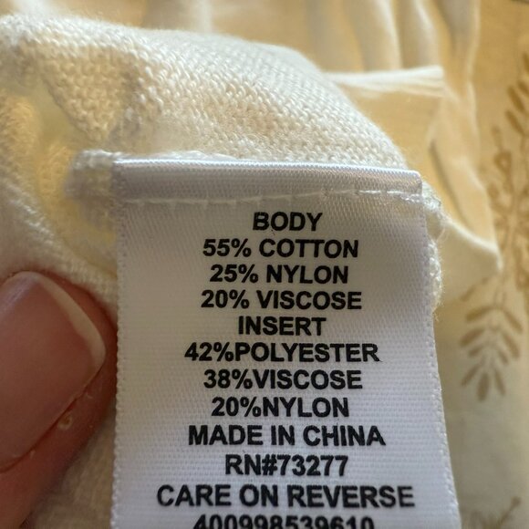 Elle Off White Cowlneck Sweater 3/4 Sleeves with Lace Shoulders - Medium - Picture 5 of 5